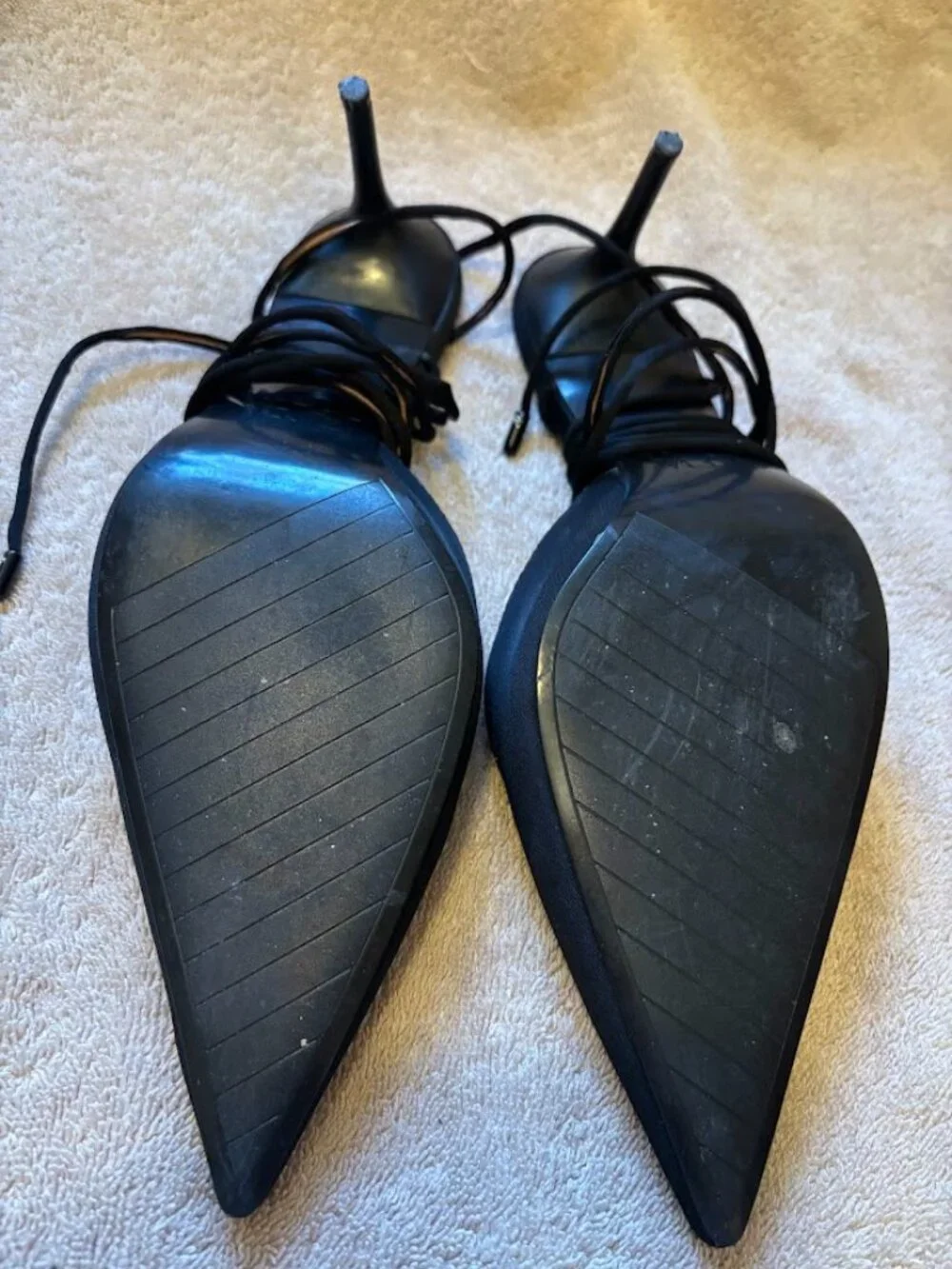 ZARA Women's Black Pointed-Toe Lace-up Heeled Pumps - size 39 - Picture 5 of 16